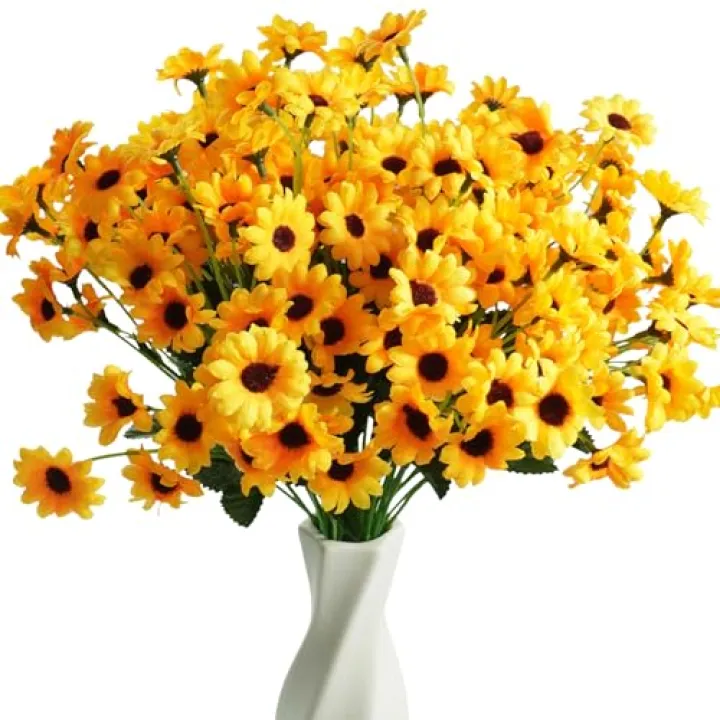 Bairdish 10 Bundles Sunflowers Artificial Flowers,Silk Bulk Sunflower,Fake Flower with 24 Stems for DIY Bouquet,Faux Floral Arrangements for Home Table Centerpieces Room Garden Wedding Party Decor