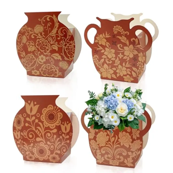 16Pcs Cielito Lindo Party Decoration, Mexican Paper Pottery Vase for Mexican-Themed Party Baby Shower Cinco De Mayo Fiesta Table Decorations（Brown）