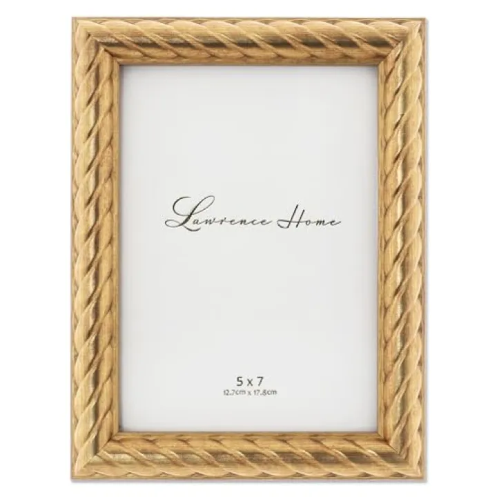 5x7 Burnished Gold Picture Frame - Thick Rope Design