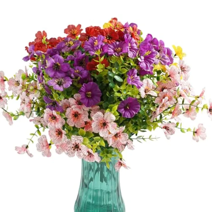 12 Bundles Mums Artificial Flowers Outdoor,Silk Daisy Flower Fake Plants for DIY Bouquet,Faux Floral Arrangement for Plant Stand Indoor Coffee Table Centerpieces Home Kitchen Garden Decor