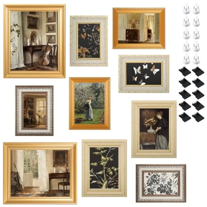 10 Pack Vintage Picture Frames for Wall or Tabletop Display Ornate Vintage Picture Frames Vintage Wall Art for Gallery Bedroom Living Room Antique Photo Frame for Wall Décor