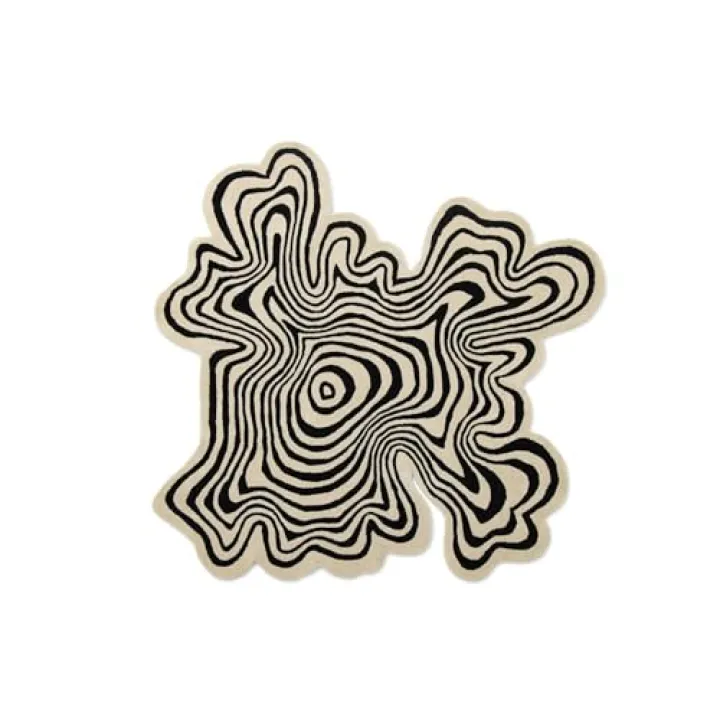 Paint Melt Beige Runner Rug – Modern Abstract Black & Beige Swirl Design | Soft Decorative Accent Carpet for Living Room, Bedroom, Hallway & Home Décor (5ft x 5ft)