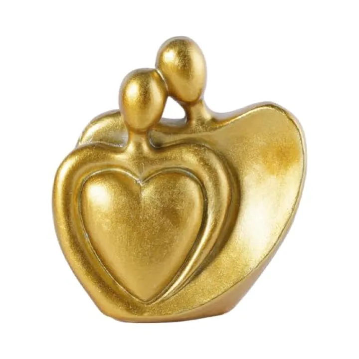 Brizoria Romantic Couple Hugging Resin Statues, Minimalist Heart Theme Home Decor Ornaments, Hugging Couple Sculptures, Valentine's Day & Wedding, Gold