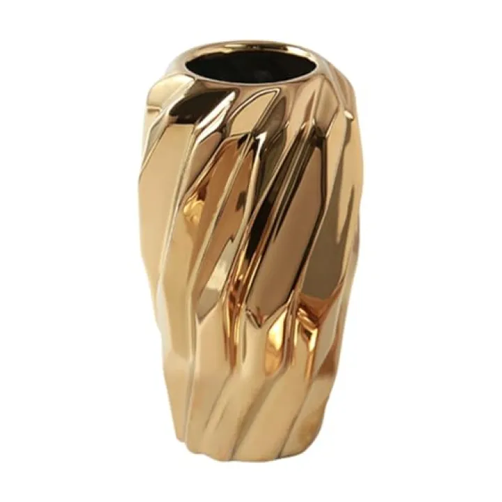 Hemobllo Ceramic Flower Vase Small Gold Finish Home Decor Flower Arrangement Pot for Living Room Entryway Table Decoration