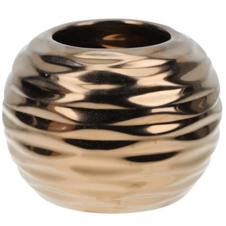 LOEFLIFA Ceramic Hydroponics Planter Vase with Gold Plated Round White Porcelain Desktop Flower Vase for Floral Arrangement and Home Décor