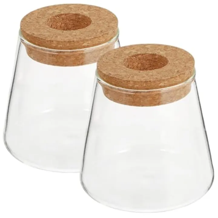 2PCS Glass Propagation Vases with Wooden Lid, Reusable Plant Propagation Jars for Growing Hydroponic Plants