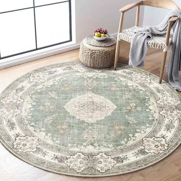 MUJOO Green Round Rug 4ft