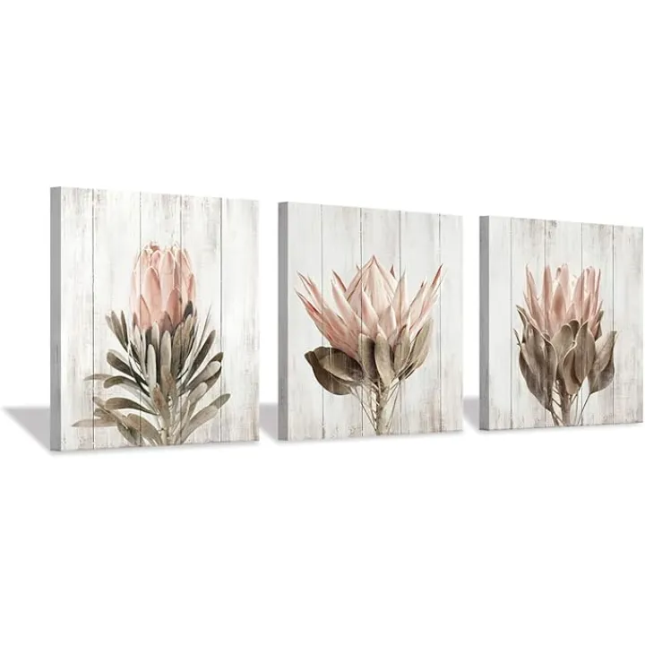 Floral Canvas Wall Art Print: Flower Bloom Picture Graphic Artwork Painting for Washrooms