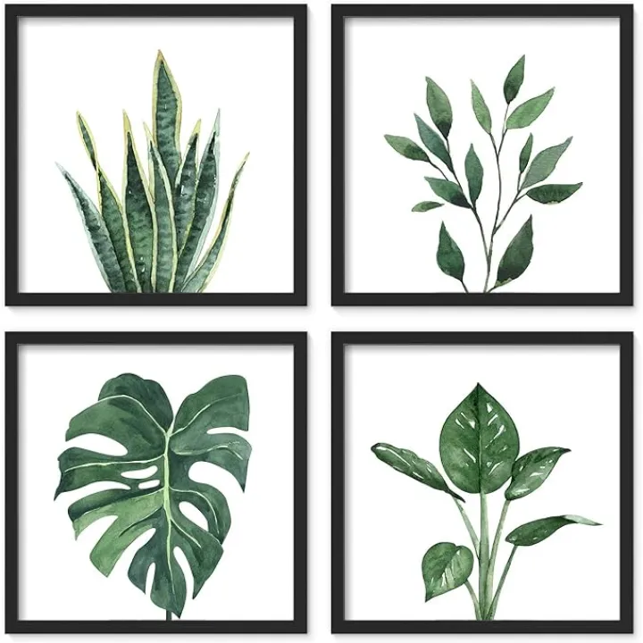 ArtbyHannah Bathroom Wall Art Set of 4 Botanical Wall Decor