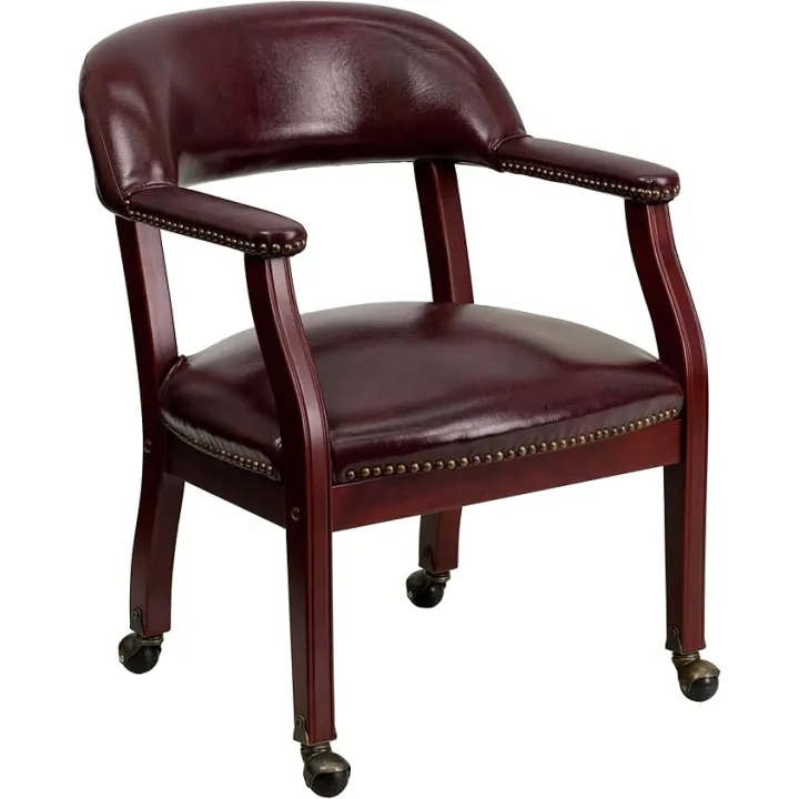 Flash Furniture Sarah Black Vinyl Luxurious Conference Chair with Accent Nail Trim and Casters