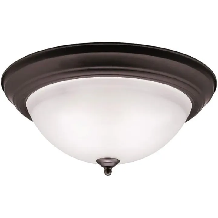 Kichler 8116OZ Flush Mount Round Glass Ceiling Lighting, Bronze 3-Light (16" W x 7" H) 180 Watts