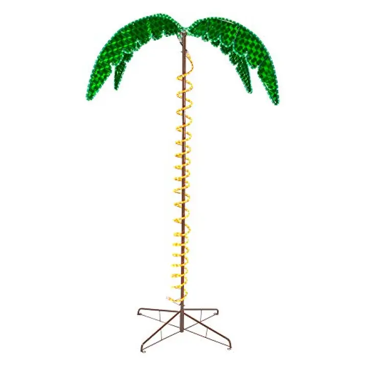 Roman Lights 169481 7-Feet Tall Holographic Ropelight Palm Tree-Plugs In Statue