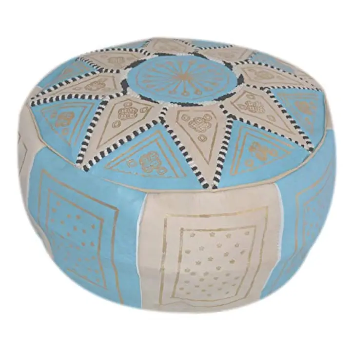 Treasures Of Morocco Moroccan Pouf Hand Made 100% Leather Ottoman Comfortable Footrest Hassock Unstuffed
