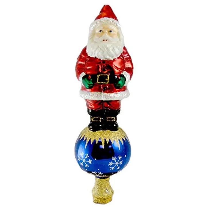 Old World Christmas Santa Tree Top Glass Blown Ornament for Christmas Tree, Handcrafted Holiday Decoration, Santa Collection