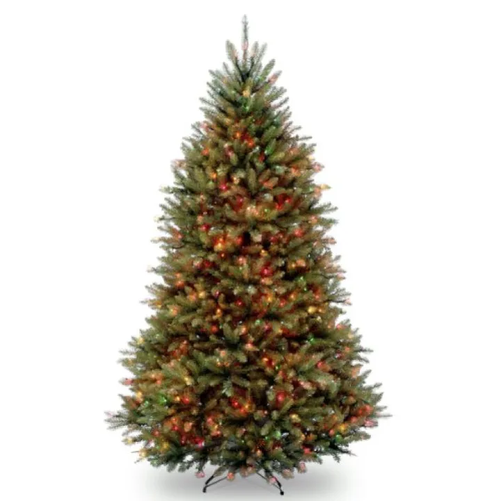 National Tree Company 6.5 ft Pre-Lit Dunhill Fir Full Artificial Christmas Tree, 650 Multicolor Lights, 1,838 Tips, Includes Stand, Green