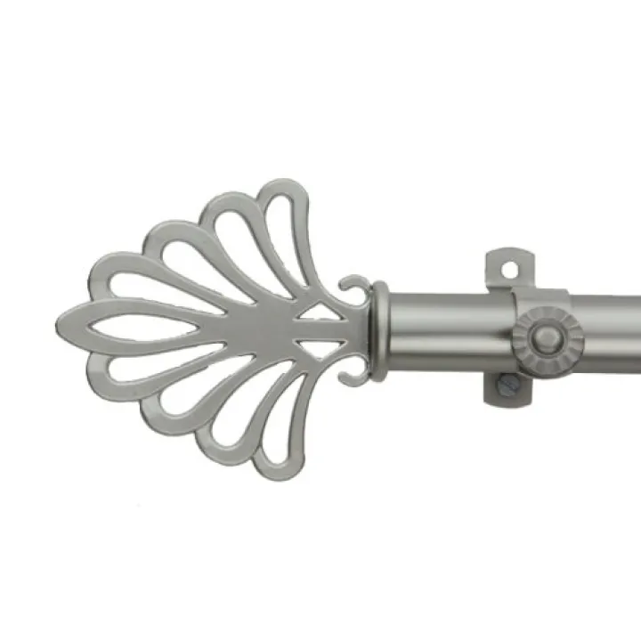 Modern Fan Curtain Rod and Hardware Set Size: 66" - 120" W, Finish: Satin Nickel