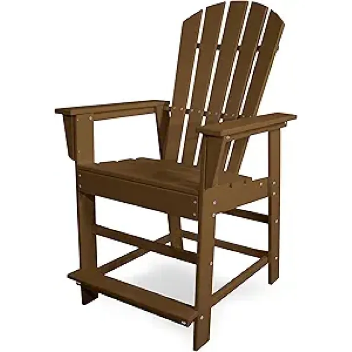 POLYWOOD SBD24TE South Beach Counter Chair, Teak