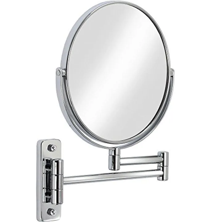 Better Living Cosmo 8" Vanity Doubled Sided Mirror, 1x/5x Magnification 360° Rotation Cosmetic Round Wall-Mount Makeup Mirror, Shaving Mirror, 10" x 1" x 12.25", Chrome