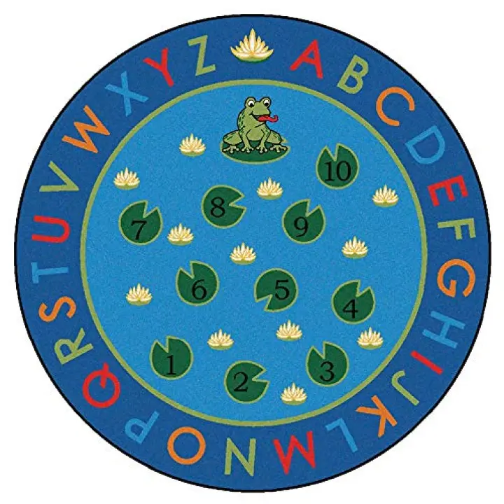 Carpets for Kids 2406 Literacy Hip Hop to The Top Classroom Counting Kids Room Rug 6ft Round Blue