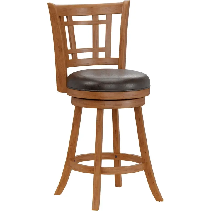 Hillsdale Fairfox Swivel Stool with Rectangular Lattice Back, Counter Height, Oak