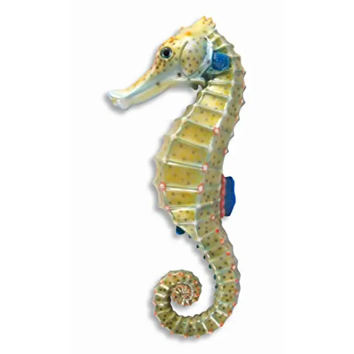 Handpainted Seahorse Wall Mount Decor Plaque 6" Green