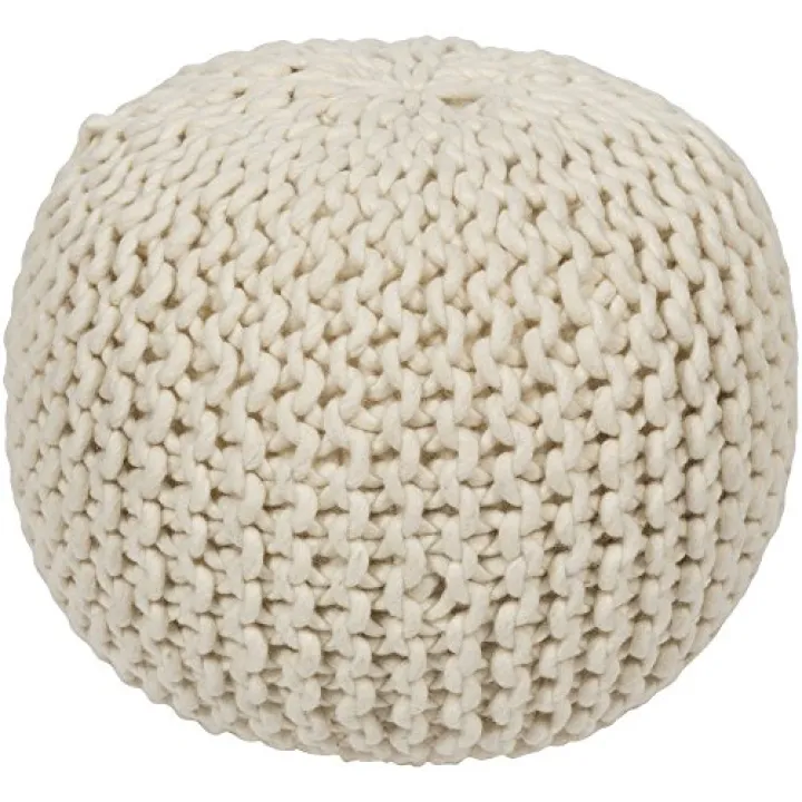 Artistic Weavers Hernando Pouf, 14"H x 18"W x 18"D, Cream