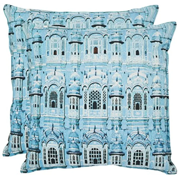 Safavieh Pillows Collection Verone Decorative Pillow, 20-Inch, Turquoise, Set of 2