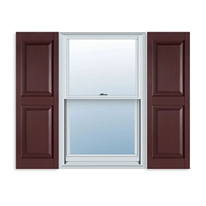 Exterior Solutions Standard Raised Panel Exterior Vinyl Shutter, Burgundy (Pair), 15 Inch x 67 Inch