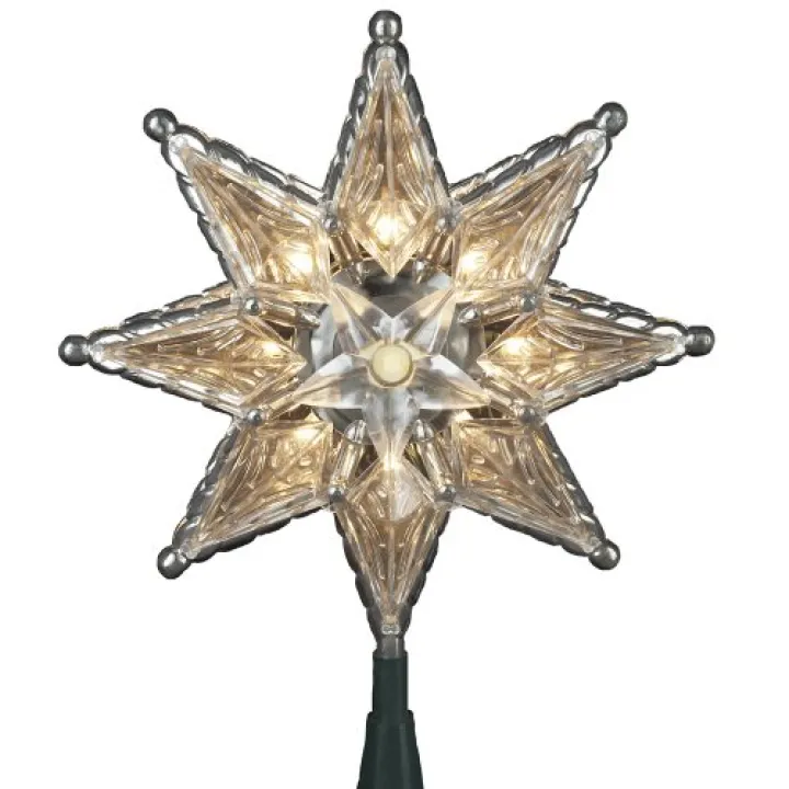 Kurt Adler 10-Light 8-Point Star Christmas Treetop, 8-Inch, Clear