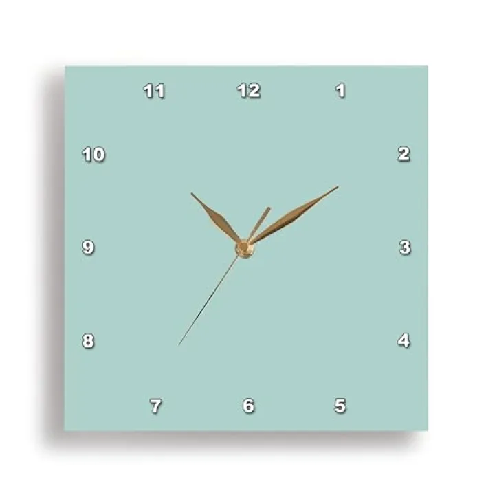 3D Rose 3dRose Plain Mint Blue-Solid Color-Light Turquoise-Grey-Gray-Modern Contemporary Simple Pastel Teal-Wall Clock, 15-inch (DPP_159844_3)