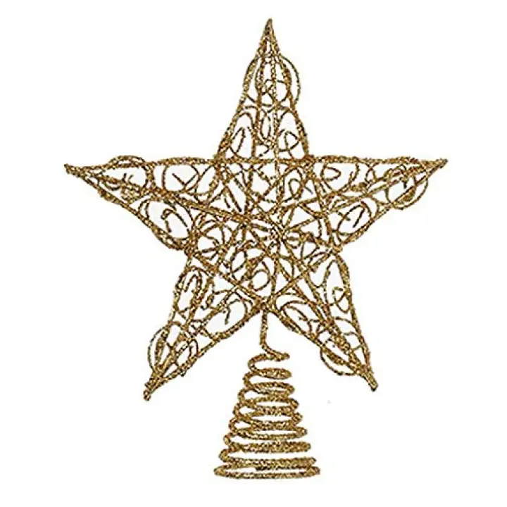 Kurt Adler Chirstmas Tree Topper Gold Glittered Wire Star Tree Topper 6 inches