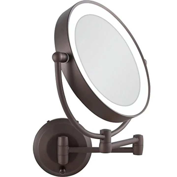 Zadro 11" LED Wall Mounted Makeup Mirror 10X/1X Plug in or Battery Operated Vanity Mirrors for Wall (Large | 10X/1X | 11" x 14.5", Oil-Rubbed Bronze)