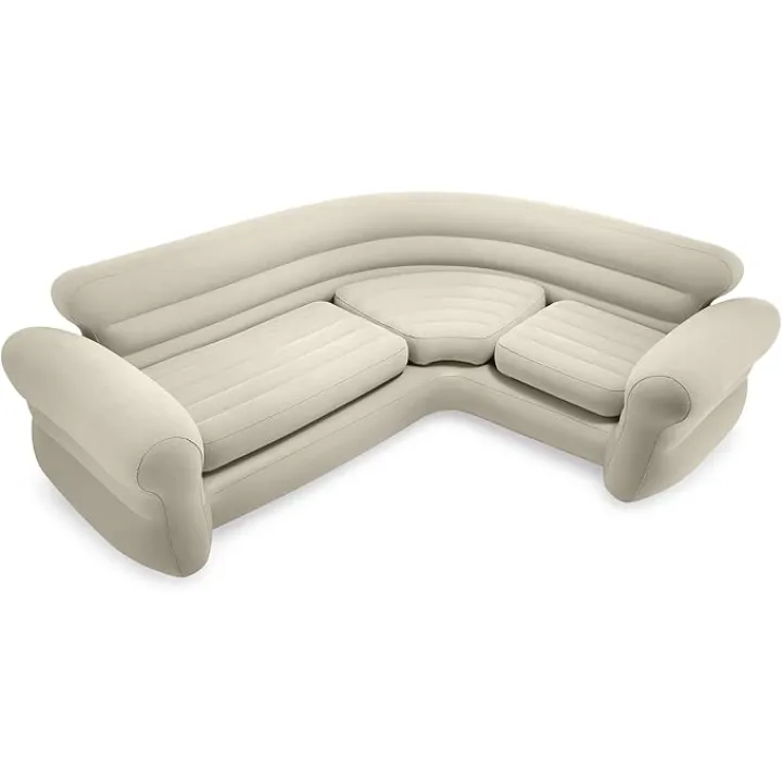 Intex 68575EP Inflatable Corner Sofa: L-Shaped – Indoor Use – 2-in-1 Valve – 880lb Weight Capacity – 101” x 80” x 30”