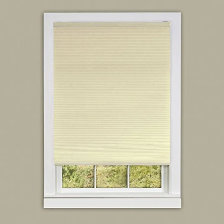 Cordless Light Filtering Cellular Pleated Window Shades - 27 Inch Width, 64 Inch Length (Alabaster) - Room Darkening Top-Down Honeycomb Pull Down Blinds for Windows and Skylights by Achim Home Decor