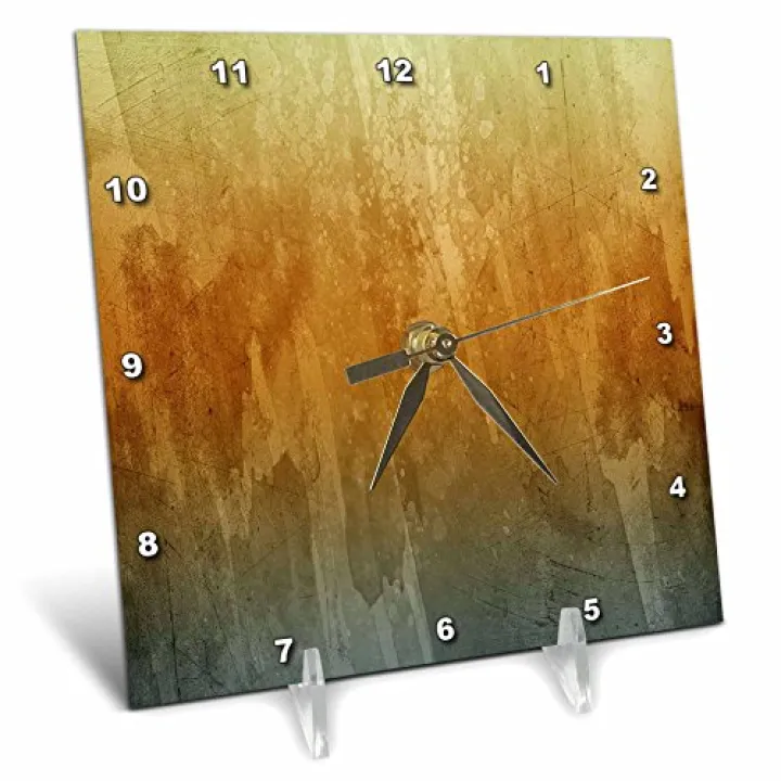 3dRose dc_111614_1 Earthy Browns Watercolor-Desk Clock, 6 by 6-Inch