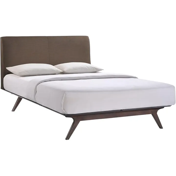 Modway MOD-5238-CAP-BRN Mid-Century Modern Wood Platform Bed, Queen, Cappuccino Brown