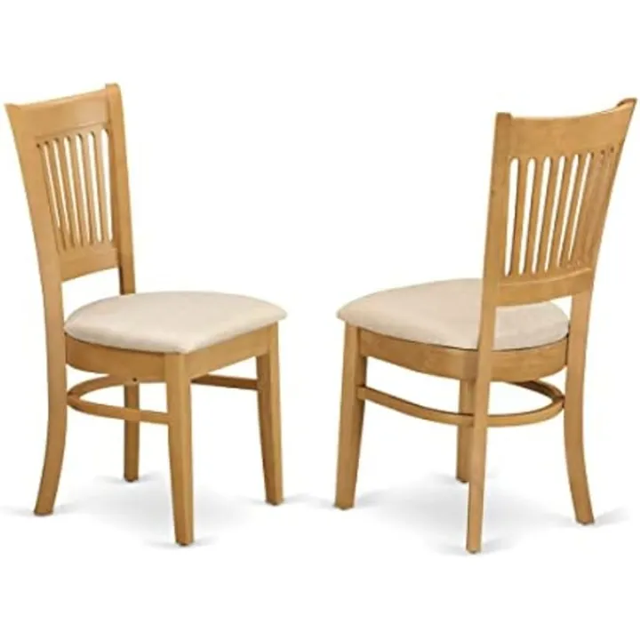 East West Furniture VAC-OAK-C Vancouver Dining Chairs - Linen Fabric Upholstered Wood Chairs, Set of 2, Oak