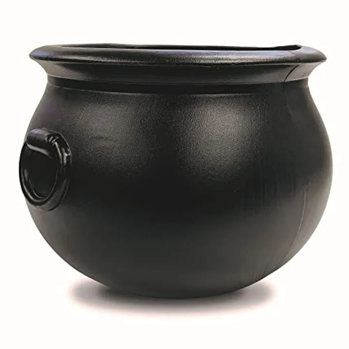 Union Products Black 16 Inch Spooky Witch Cauldron for Indoor and Outdoor Halloween Decoration and Trick or Treat Candy Container, Black