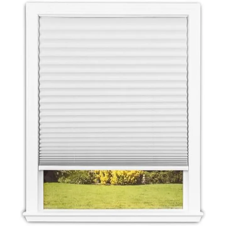 Redi Shade No Tools Easy Lift Trim-at-Home Cordless Pleated Light Filtering Fabric Shade White, 30" W x 64" L, (Fits windows 19 in - 30 in)