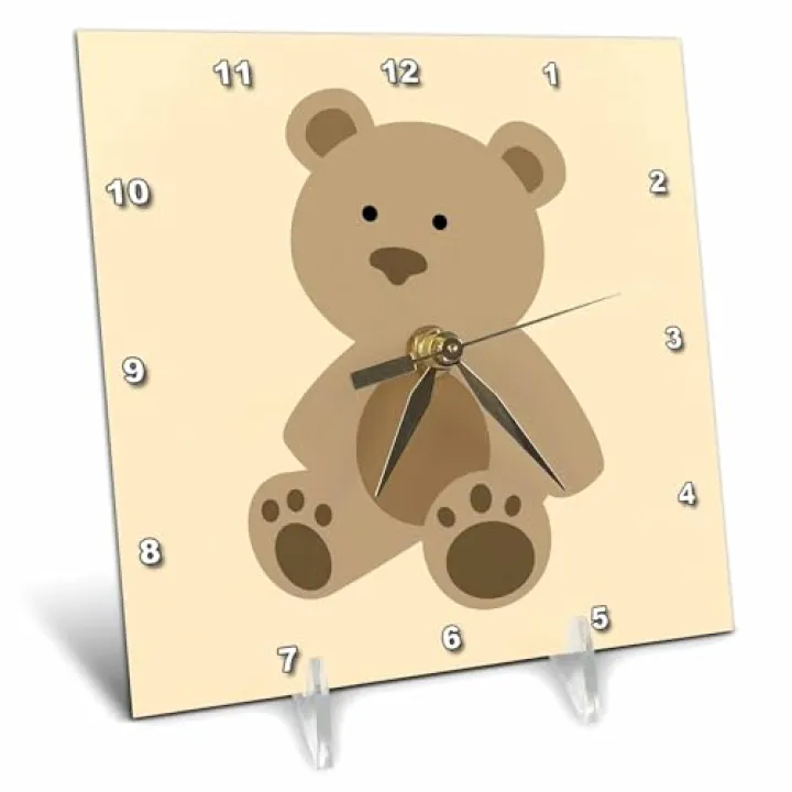 3dRose Cute Teddy Bear - Desk Clock, 6 by 6" (dc_224228_1)