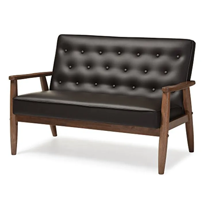 Baxton Studio Sorrento Love Seats, 2 Seater, Brown