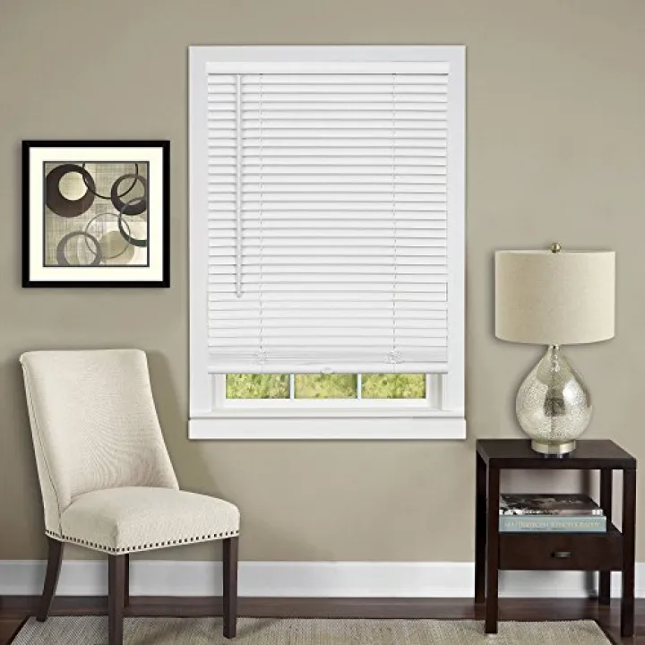 Anochecer Collection Cordless Vinyl 1-Inch Room Darkening Mini Blind- Pearl White - 30" x 64" (Actual Measurement 29.5