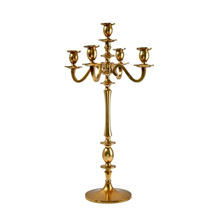 Serene Spaces Living Classic Gold Candelabra, Wedding or Party Centerpiece, Measures 25.75” Tall, 7” Wide and 11.5” in Diameter