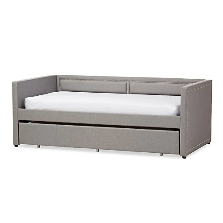 Baxton Studio 424-6849-AMZ Trundle Bed-Frame-Sets, Twin, Gray