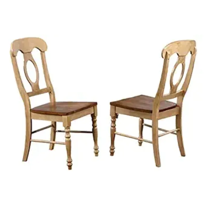 Sunset Trading Brook Dining Chair, Distressed Two Tone Light Creamy Wheat with Warm Pecan Finish seat