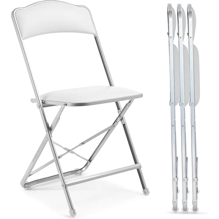 Folding Chairs with Padded Seats 4 Pack - Foldable Chair with Heavy-Duty Steel Frame, Elegant Party Bridge Chairs, Metal Folding Chair for Outside, Home, Office, Indoor & Outdoor Events - Gold/Navy
