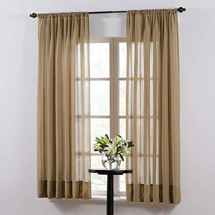 SmartSheer Solid Rod Pocket Window Sheer Panel, Taupe, 84" L x 59" W (Single Panel)