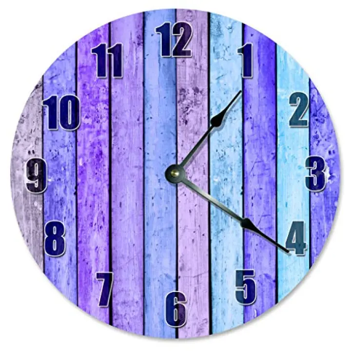 Sugar Vine Art Purple Lavendar Clock Decorative Round Wall Clock Home Decor Large 10.5" Unique Clocks Printed Wood Boards