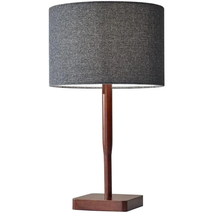 Adesso 4092-15 Ellis Table Lamp, 21 in., 60W Incandescent/13W CFL, Walnut Rubber Wood, 1 Wooden Lamp