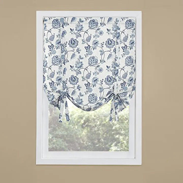 Renaissance Home Fashion Colette Printed Drape Shade, 44" x 63", Denim